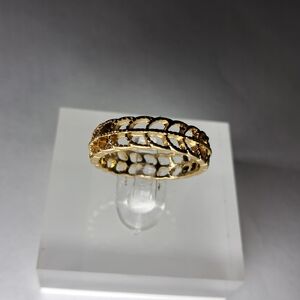 Open Work Lattice Goldtone Band Ring